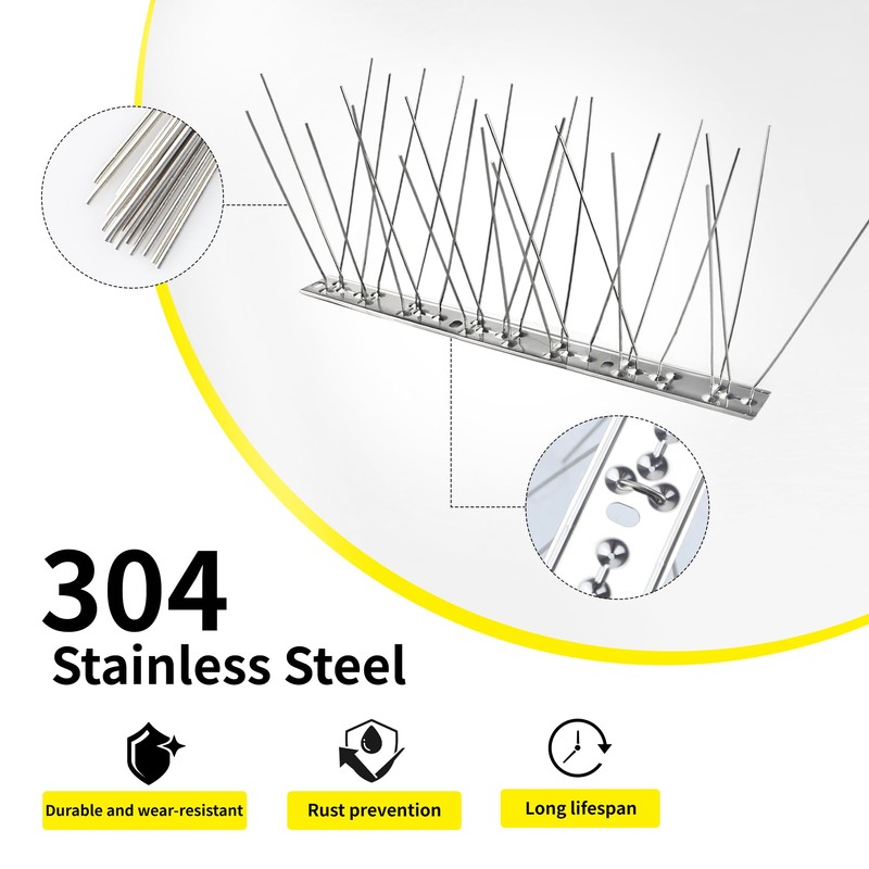 KOKMEYA Bird Spikes 9.84FT, 304 Stainless Steel Bird Deterrents Spikes