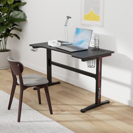 Gaming Desk PC Computer Desk Home Office Desk Table Gamer Workstation Modern Writing Desk Table with Cup Holder Headphone Hook, Red, 47.2 inches L, 23.6 inches W