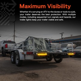 TRUE MODS 16" 12 Amber LED Trailer Light Bar [Hazard + Sequential Turn Signal] [DOT FMVSS 108] [SAE I6P2] [IP67 Submersible] Running Side Marker ID Rear Tail Light Bar Motorcycle Utility Boat Trailers