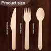 LemonRoad 300 Sets Wooden Cutlery Set Bulk Disposable Individually Wrapped