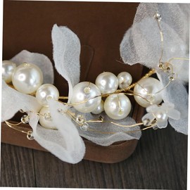 WOONEKY 1PC Bridal White Pearl Flower Headband Elegant Hair Accessories for Women for Weddings Parties and Special Occasions Lightweight and Comfortable Hair Jewelry Decor