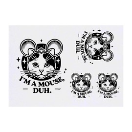 4 x 'I'm a Mouse Duh' Temporary Tattoos - Water Resistant, Skin-Safe, Non-Toxic Transfers, Mixed Sizes (TO00074090)