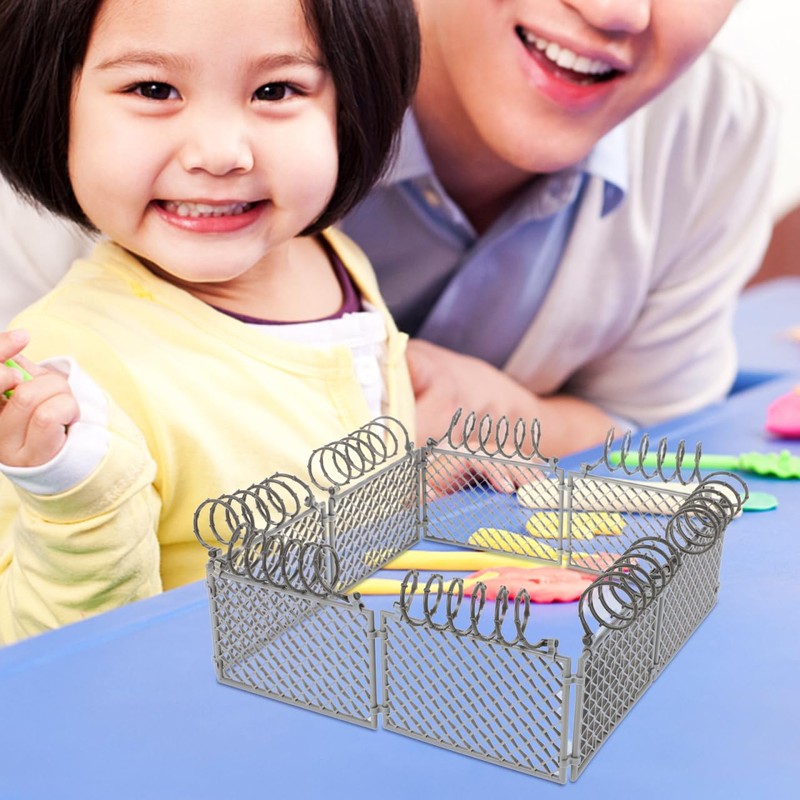 Versatile DIY Miniature Fence Set - Light Grey Plastic -