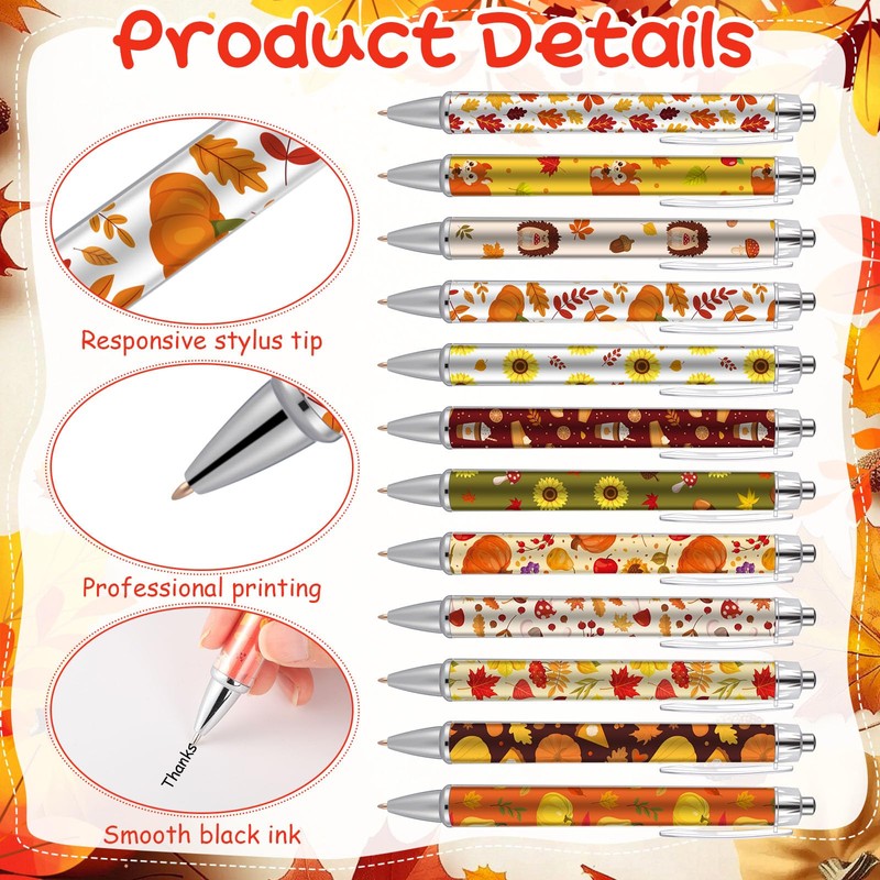 Kosiz 48 Pcs Fall Ballpoint Pens Bulk Gifts Favors Maple