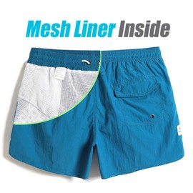 maamgic Mens Swim Trunks 5" with Mesh Lining Quick Dry Bathing Suits for Men Swim Shorts Swimwear Peacock Blue Medium