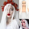 BLUPLE Long Straight Lace Front Wigs #1001 Platinum White Natural