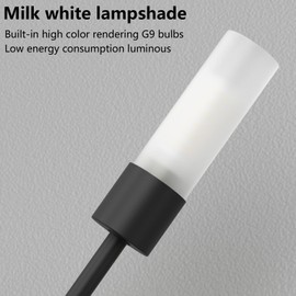 Tipace Modern Wall Sconce,LED Black Wall Light Fixture Bathroom Vanity Light Fixture with Glass Shade,Interior Wall Sconce for Bathroom,Living Room Hallway 3000K Warm White Light (with G9 Bulb)