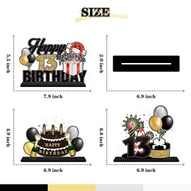 INNORU Happy 13th Birthday Acrylic Table Centerpieces Set, Teenager 13th Birthday Gifts Table Topper Centerpieces Cheers to 13 Years Birthday Party Decorations Set of 3