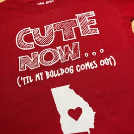 Cute Now Toddler Georgia T-Shirt 'Til My Bulldog Comes Out Kids State Shirt Top Pick Color 2T-6T (Red, 4T)