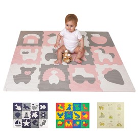 Hakuna Matte Puzzlematte für Babys 1,2x0,9m – Baby Spielmatte enthält 12 Fliesen mit Tieren – 20% dickere Krabbelmatte in Einer recycelbaren Verpackung – schadstofffreie, geruchlose Schaumstoffmatte