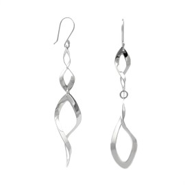 Agálea | Aretes largos de Plata ley .925 diseño Colgante de dos tiras torcidas para mujer.