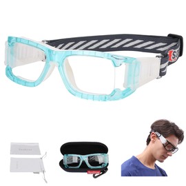 SooGree Gafas deportivas para hombres y mujeres, gafas de sol protectoras polarizadas deportivas para ciclismo (marco azul, almohadilla blanca), absorción de golpes antivaho con correa ajustable