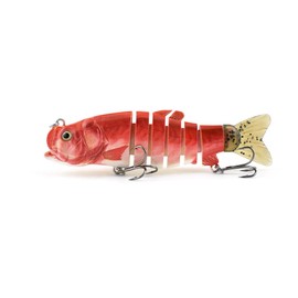 ODS Lure Bionic Trout Fishing Bait with Mouth-Opened Design, Segmented Swimbait with Soft Tail for Freshwater and Saltwater (7.9", red Wall Eye)