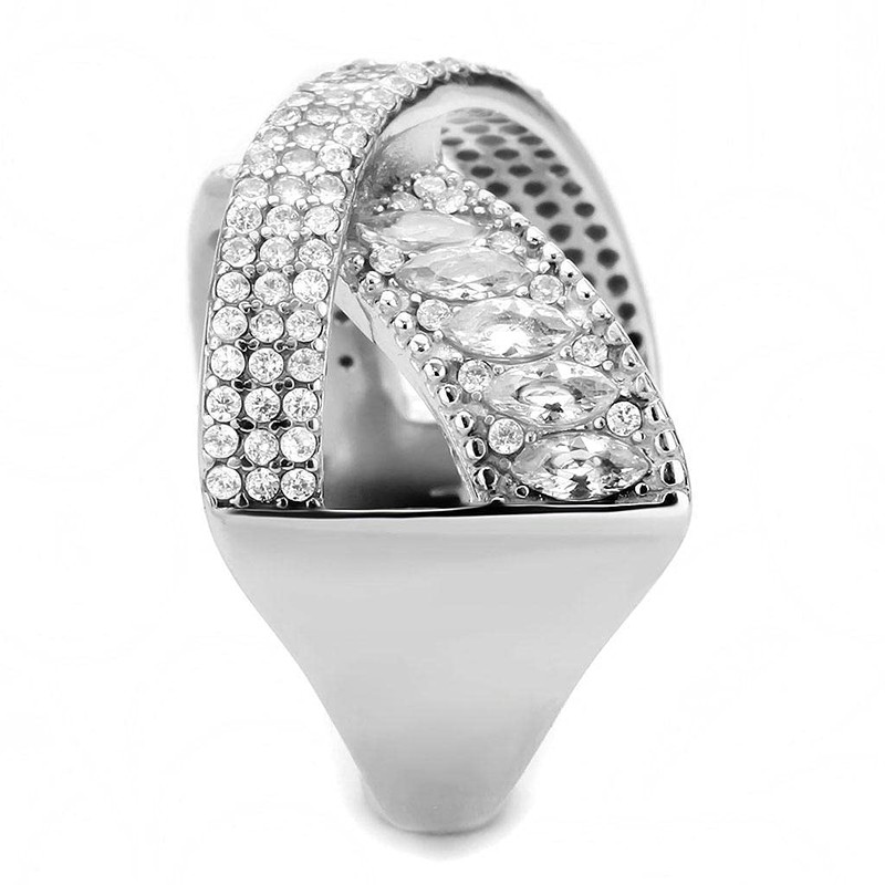 YourJewellerybox Ladies crossover ring marquise band studded cz stainless steel