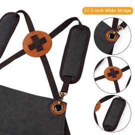 Lusanville Aprons for Men, Heavy Duty Waxed Canvas Tool Apron, Work Apron with multi Tool Pockets, Adjustable S to XXXL Cross Back Apron, Workshop & Woodworking Apron, Utility Work Aprons for Men