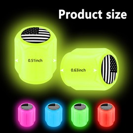 20PCS Fluorescent Tire Valve Stem Caps,Luminous Auto Wheel Air Valve Cap,Universal Decoration Accessories for Car/SUV/Bicycle/Trucks/Motorcycles,Cool Car Gifts (20Pcs-5 Colors/US Flag)