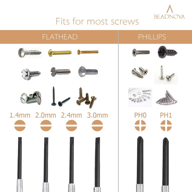 BEADNOVA Eyeglass Screwdriver Mini Screwdriver Set Watch with Case Screwdriver