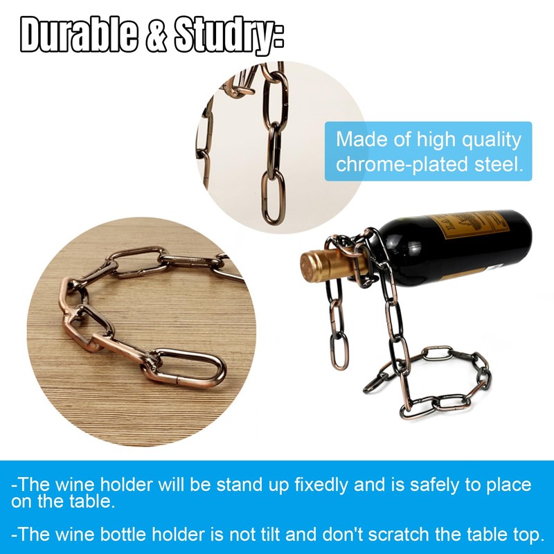 YHan Novelty Magic Wine Bottle Holder - Floating Steel Link