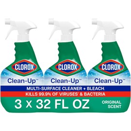 Clorox Clean-Up Multi Surface Cleaner Bleach Spray, Original, All Purpose Cleaning Spray Bottle, Mold and Mildew Cleaner, 32 Fl Oz., Pack of 3