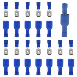 Yosawo 100-Pieces Male Female Spade Connectors Insulated Quick Splice Wire Crimp Terminal 16-14 AWG Blue（PGML)