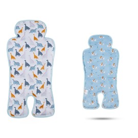 LAT Gel Car Seat Cooler Pad,1 Pack Double Sides-Universal Baby Stroller Ice Cushion Cooler Mat,Multifunctional Summer Cooling Seat Liner for Baby Dining Chair,Child Safety Seat(Dinosaur+Dogs)