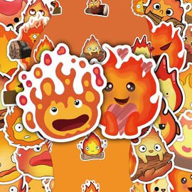 Flame Stickers 50 Pcs Vinyl Funny Cute Sticker for Laptop Water Bottle Motorcycle Computer Car Scrapbook Skateboard Snowboard Luggage,Waterproof Cartoon Small Flame Decals for Teens Girls Adults