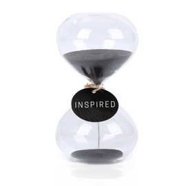 GNEGNI LIFE Fluffige Bauchige Form Sanduhr –Schwarzer Sand, Glas Deko Sanduhren, Kleine 3-Minuten-Sanduhr für Zuhause, Schreibtisch, Büro, Schule, Hochzeitsdeko(Schwarz 3-Minuten-Sanduhr)