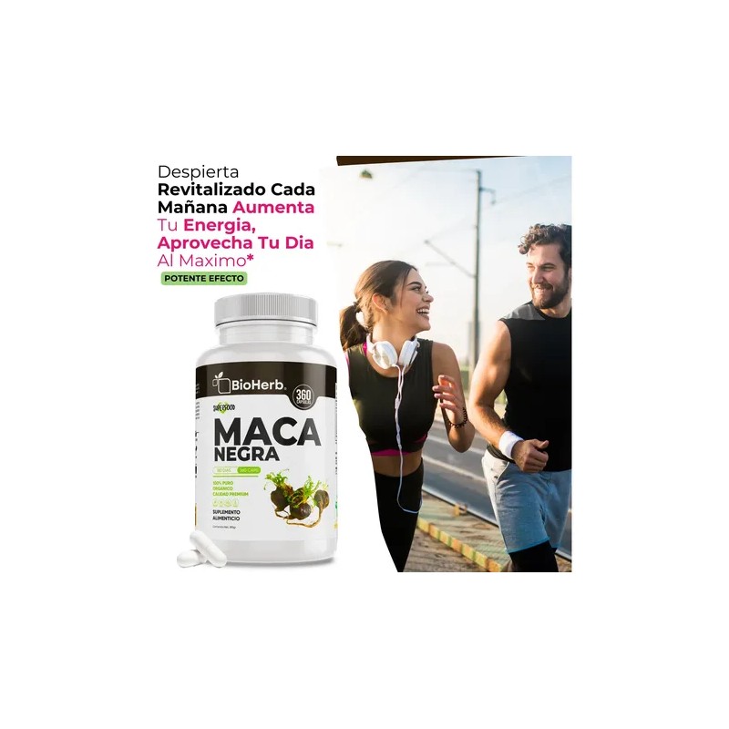 Maca Negra 100% Pura Bioherb 180 Cápsulas Suplemento