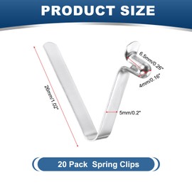 PATIKIL 6.5 x 4mm Kayak Paddle Snaps, 20 Pack Tent Pole Clips Steel V Shaped Single Pin Push Button Spring Clips Lock Tube Pole Clips for Camping Awning, Silver Tone, 26mm Long