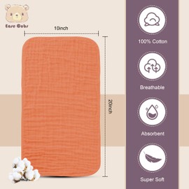 Ease Cubs Muslin Burp Cloths Large 100% Cotton Hand Washcloths for Boys & Girls, Baby Essentials Extra Absorbent and Soft Burping Rags for Newborn Registry (Vermilion, 12-Pack, 20" X10")