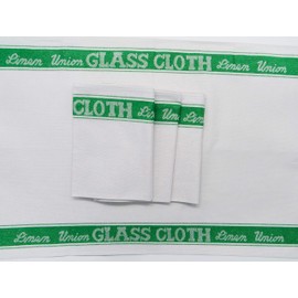 PDTXCLS Green Linen Union Glass Cloth. Pack of 4 (4 Green Glass Cloths)