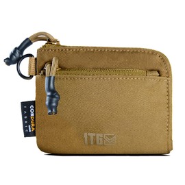 Small Coin Purses 500D Cordura Small Purse with Zip for Men and Women, Coyote Brown, Modern