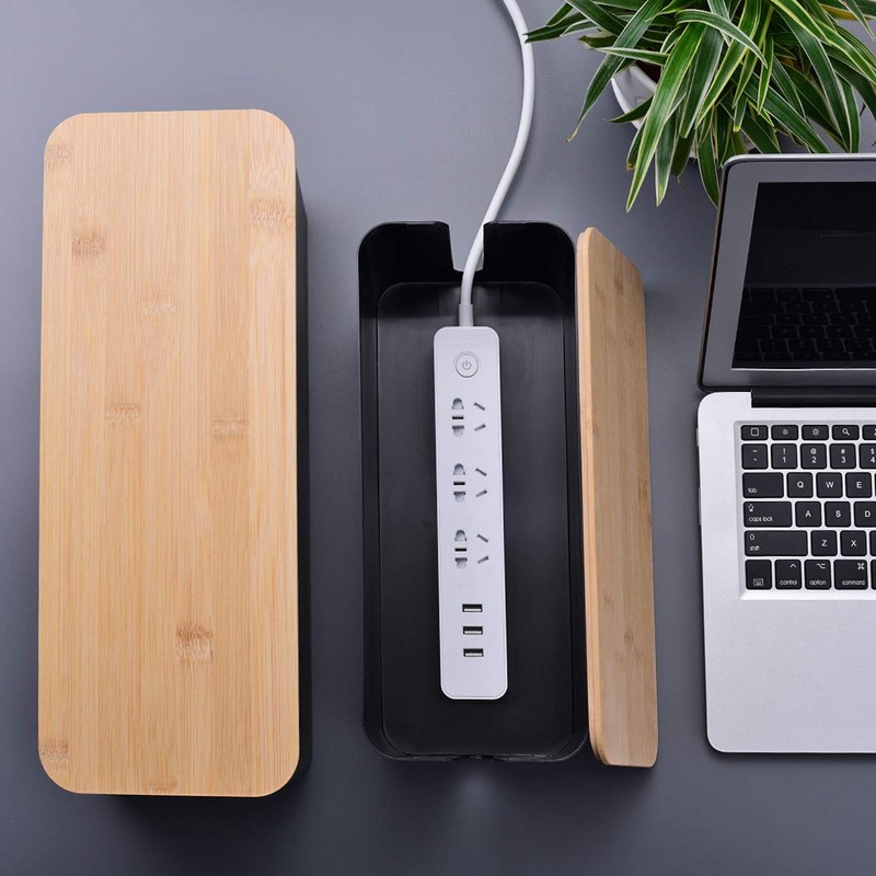 2 Pack Large Cable Management Box – Wooden Style Cord