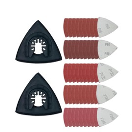 QLEUIFT Set of 52 Triangle Sanding Discs for Sanders Multitool Sanding Plate Accessories for Polishing Furniture and Removing Rust Sandpaper 80 mm for Sanding Wood