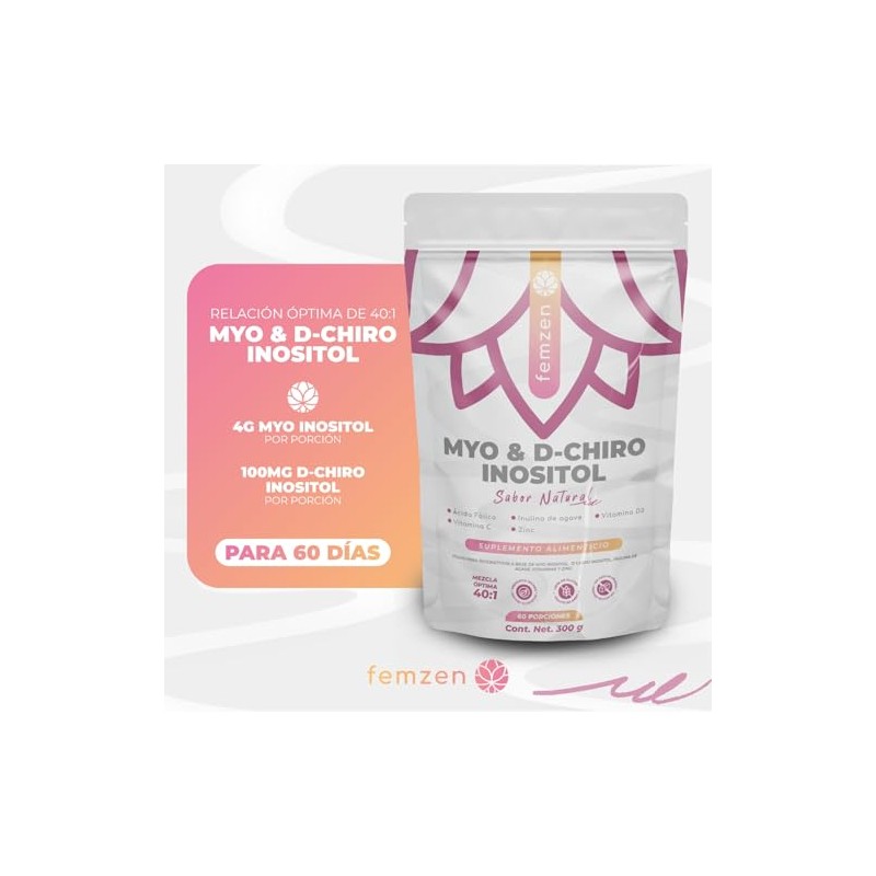 Myo Inositol Chiro Mezcla Ácido Fólico Vitamina Zinc Inulina Suplemento
