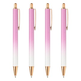 PATIKIL Metal Ballpoint Pen, 4Pcs Retractable Pens Black Ink 1.0mm Point Stylish for Women Gift Teacher Office Note Taking Journaling Style 2, Purple/White