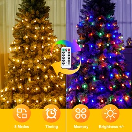 Minetom USB String Lights Indoor Bedroom, 2 Pack Color Changing Globe Lights with Remote Plug-in, Xmas Twinkle Lights for Wedding Wall Classroom Dorm Canopy Ceiling Room Decor, White & Multicolor