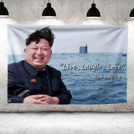 ENMOON Kim Jong Un Live Laugh Love Banner Flag 3x5Feet College Dorm Decor 2021 Family