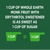 WHOLE EARTH Monk Fruit Sweetener with Erythritol, Plant-Based Sugar Alternative,