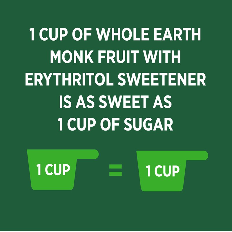 WHOLE EARTH Monk Fruit Sweetener with Erythritol, Plant-Based Sugar Alternative,