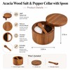 Acacia Wood Salt and Pepper Cellar with Spoon - 360°