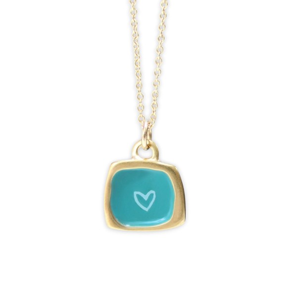 Mark Poulin Gold Heart Pendant Necklace, Sterling Silver with Turquoise