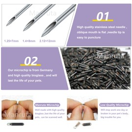 Manruta Animal Microchips for Small Dogs and Cats Fur Babies Fish Birds Identification with Unique 15 Digit ID Numbers (20 Pack, 1.25 X 7 mm)