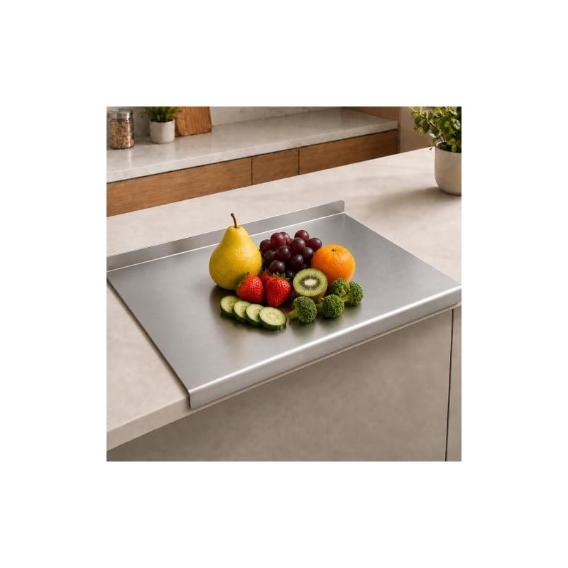 Stainless Steel Cutting Board with Lip for Kitchen，11.8×15.7in (B)