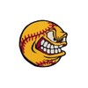 Angry Softball Ball Embroidered Patch Iron On. Size: 3.5 x