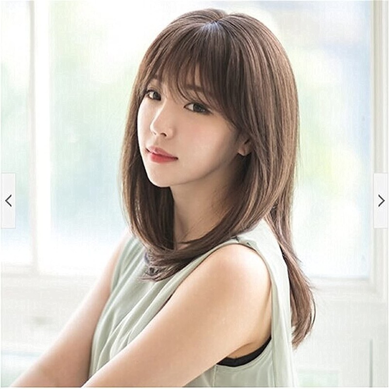 Morningplace Semi-Long Wig with Net, Smooth, Straight (Brown)