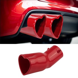OtpOutopa Car Exhaust Tip 2.5 inch Inlet, Universal Car Exhaust Pipe Modification Tail Throat Tail Pipe Stainless Steel Muffler Tip, Adjustable Heart Shaped Car Thickened Pipe (Curved,Red)