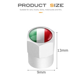 Flaconi 4PCS Car Valve Cap With Italian Flag,Tire Valve Caps,Valve Stem Caps,Tire Caps,Tire Valve Stem Caps,Car Tire Caps,Tire Air Cap,Tire Pressure Caps,Suitable for Cars and Motorcycles