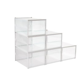SEEZENGREEN 6-Pack Stackable Transparent PVC Shoe Box with Ventilation Holes, Modular Closet Organizer for Sports Shoes/Home/Office