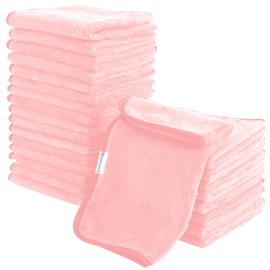 Cosy Family 24 Pack Soft Washcloths Set - 12 x 12 inches, Quick Drying - Highly Absorbent Coral Velvet Fingertip Towel Bathroom Wash Clothes for Bath, Spa, Facial, Kitchen - Pink